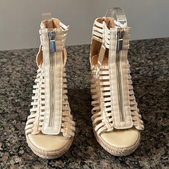JustFab birch white wedge espadrille sandals NIB 7.5 - Picture 3 of 9